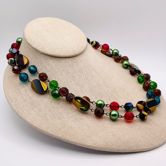 Gorgeous Vintage Long Strand Glass Beads in Vibrant Jewel Tone Colors - Picture 5 of 16